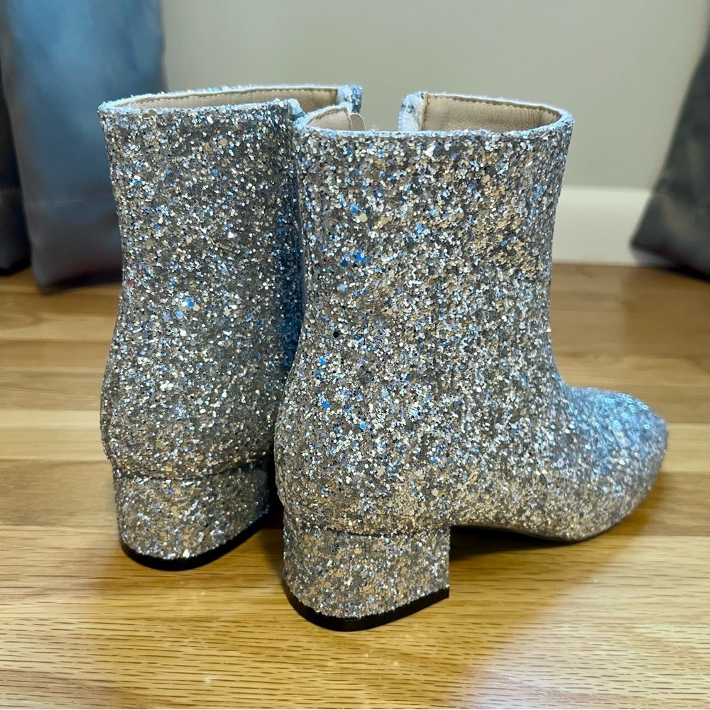 NWT Silver Glitter Block Heel Ankle Boots - Picture 4 of 4